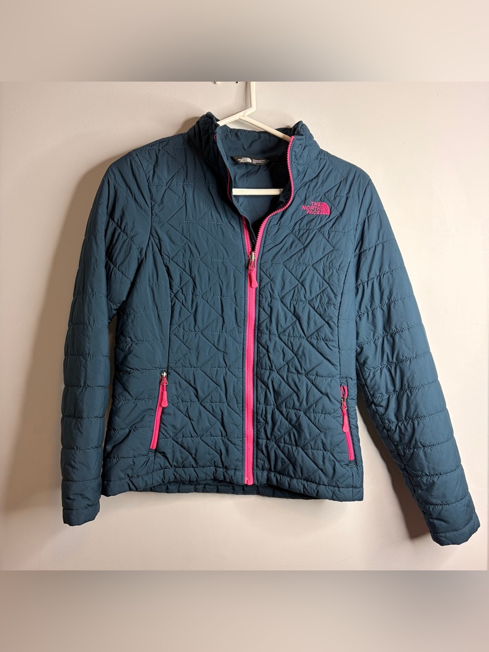 The North Face Teal Blue Puffer Jacket  Pink Small